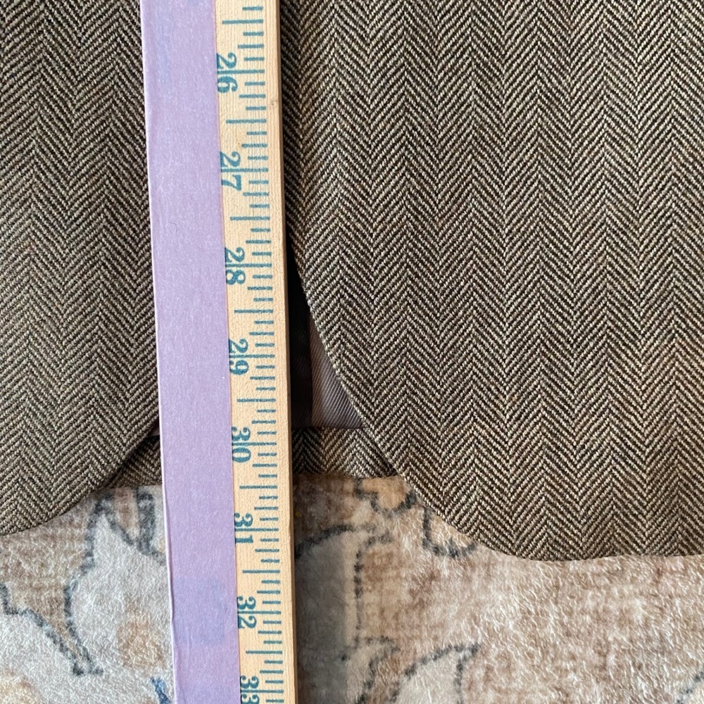 Stafford Mens 42 Regular Brown Herringbone 100% Merino Wool Classic Sport Coat - Picture 7 of 8